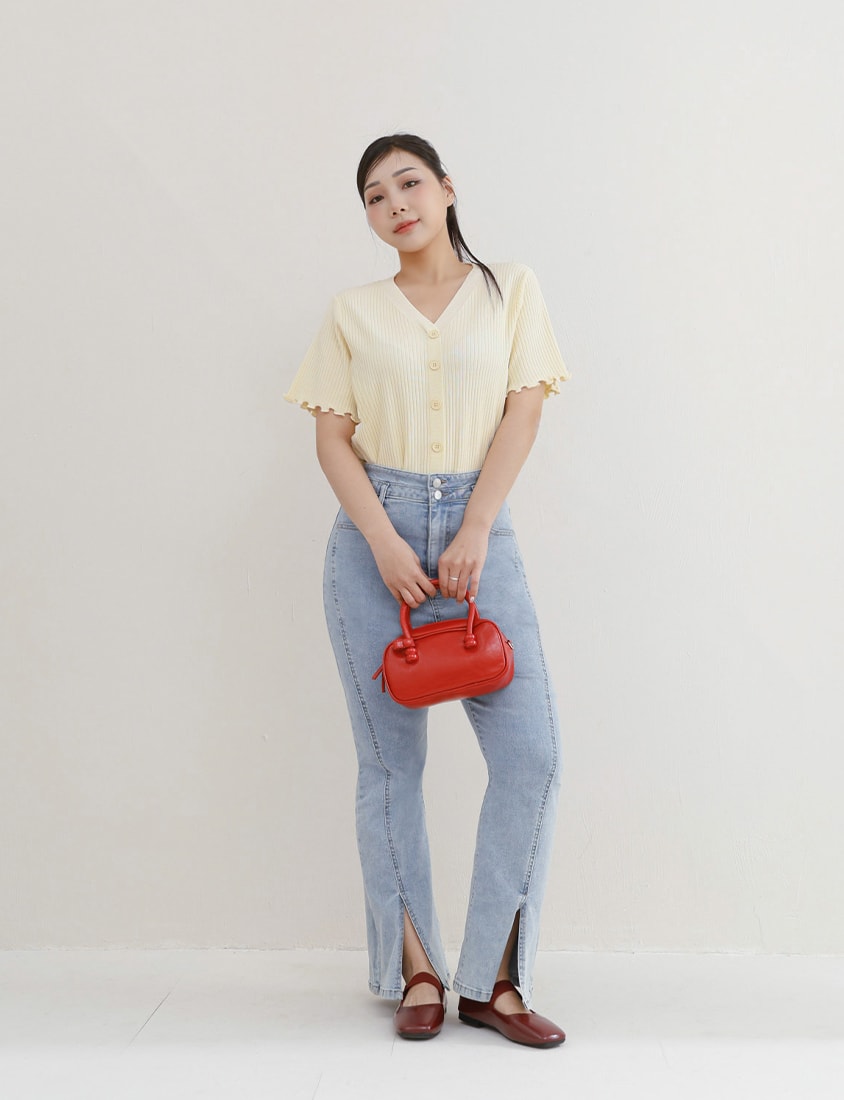 Cooling Lyocell Faux Button Plus Size Knit Top