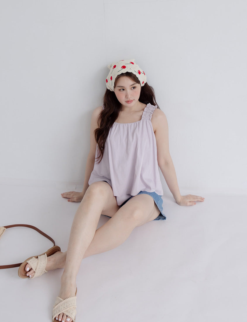 Summer Crinkled Double Layer Flounce Plus Size Top