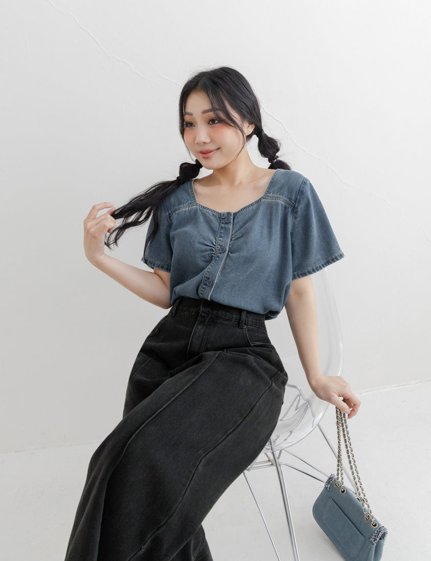3D Seamed Plus Size Wide Straight Leg Jeans