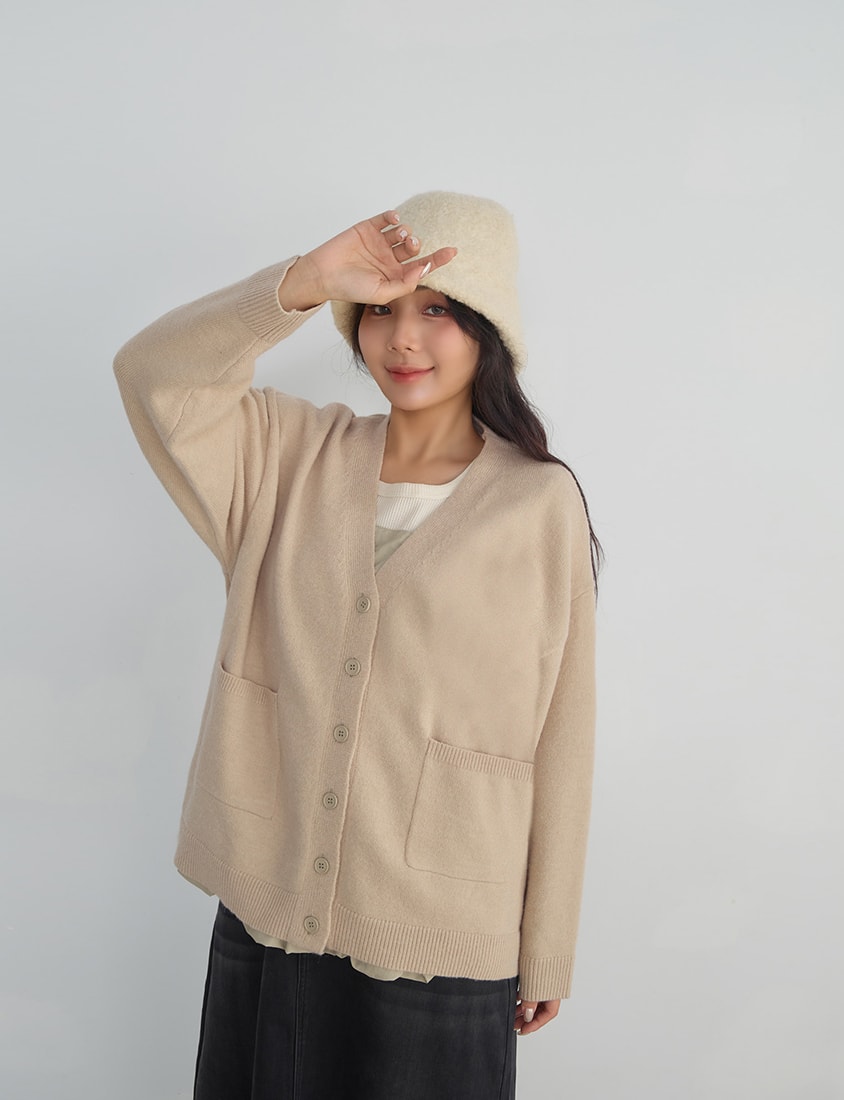 Classic V-Neck Multicolor Longline Plus Size Knit Cardigan