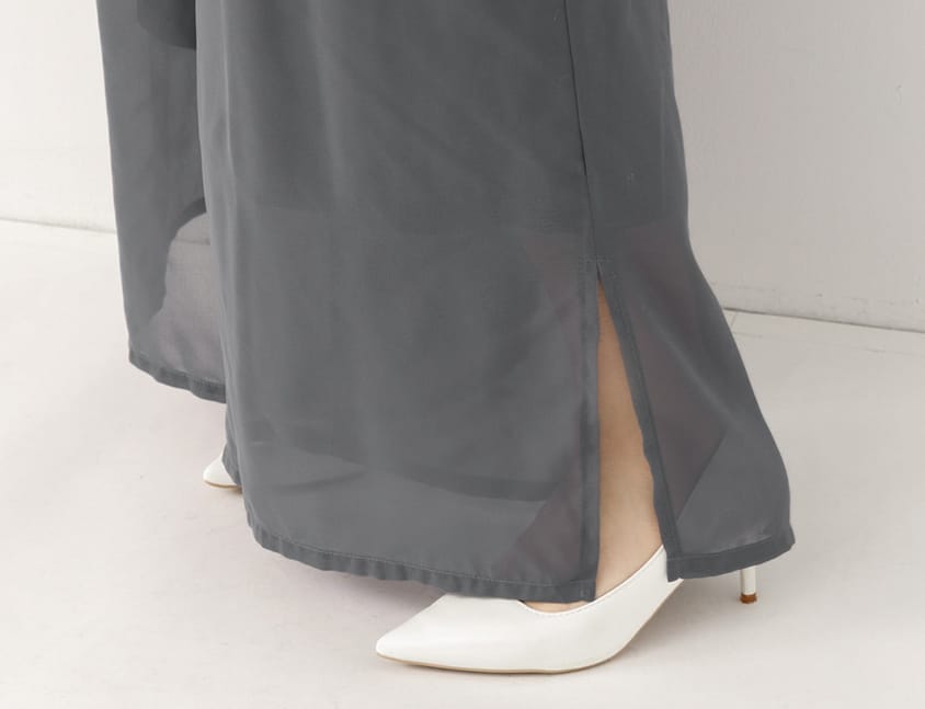 MISS. Silky Cool Sheer Chiffon Elastic Waist Plus Size Wide Pants