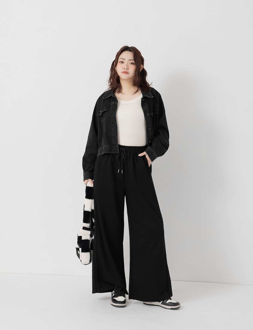 Sweet Lace Trim Cloud Cotton Plus Size Wide Leg Pants