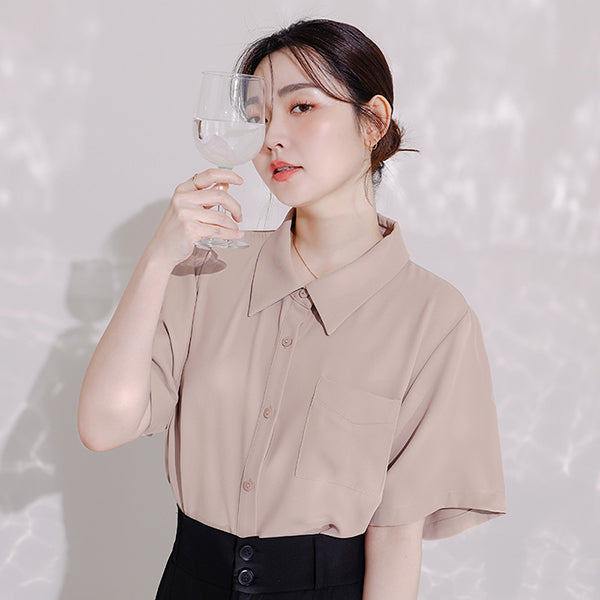 MISS. Silky Cool Morandi Colors Plus Size Shirt