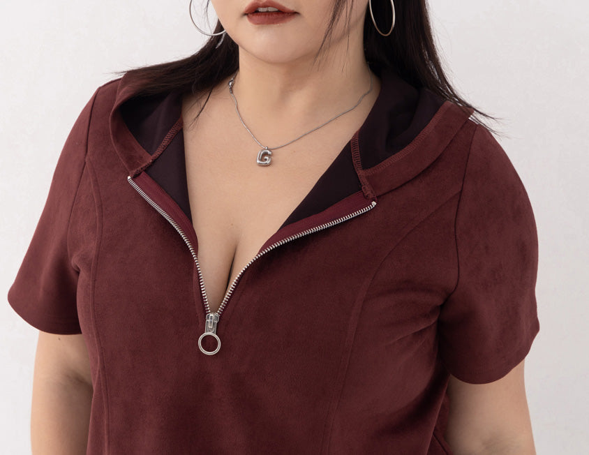 MUA! Suede Zip-Up Plus Size Hoodie