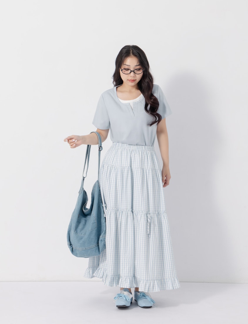 Versatile V-Neck Faux Two Piece Plus Size Tee