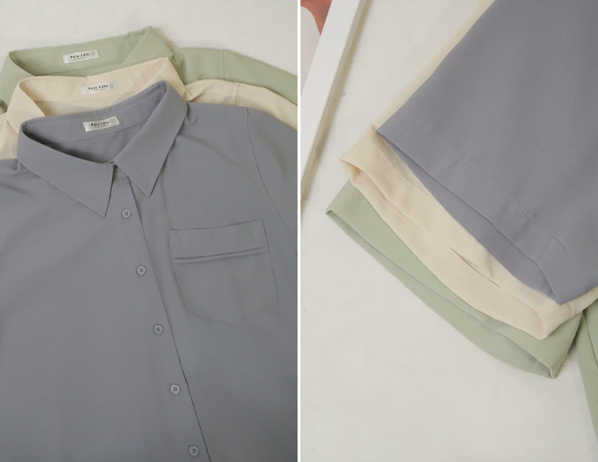 MISS. Lightweight Cooling Pleated Pocket Plus Size Short Sleeve Shirt