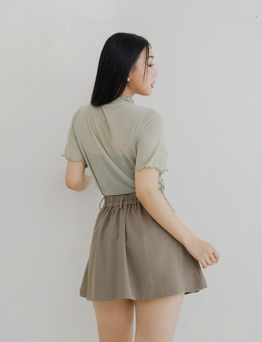 MISS. Sheer Wavy Edge Korean Style Plus Size Short Sleeve Top