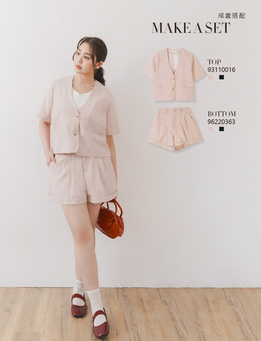 MISS. Wrinkle-Resistant Soft Linen Collarless Blazer Plus Size Jacket