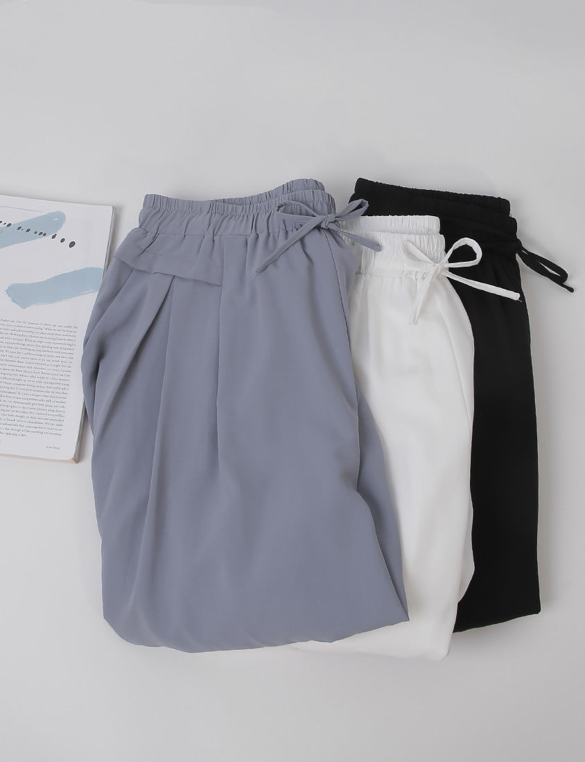 Full Elastic Waist Chiffon Plus Size Wide-Leg Pants