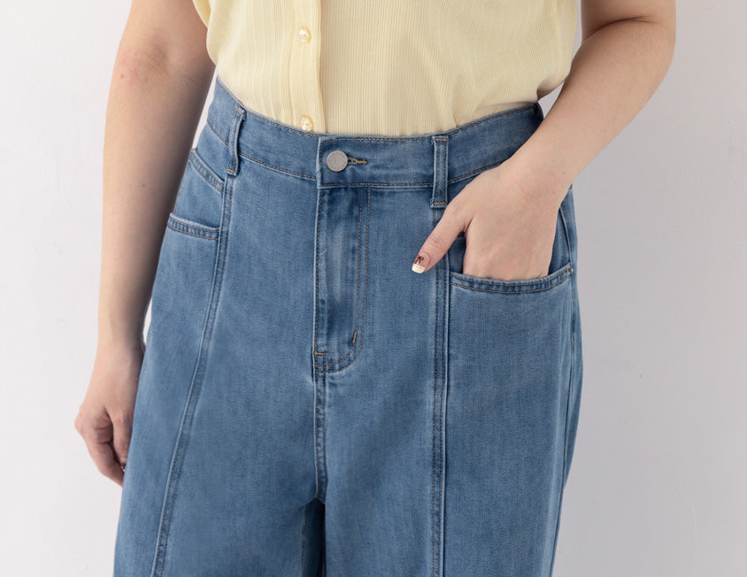 Apple-Shaped Friendly! Seamed Plus Size Wide Leg Jeans