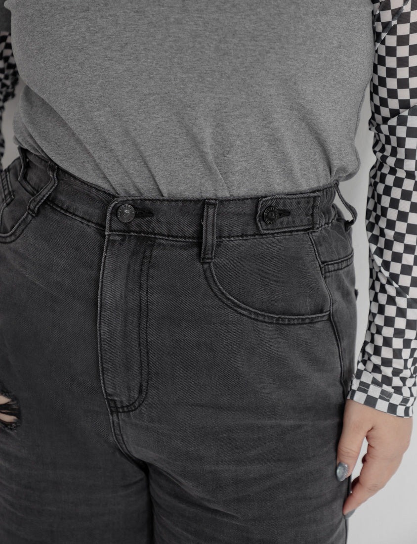 MUA! Lyocell Distressed Plus Size Wide Leg Jeans