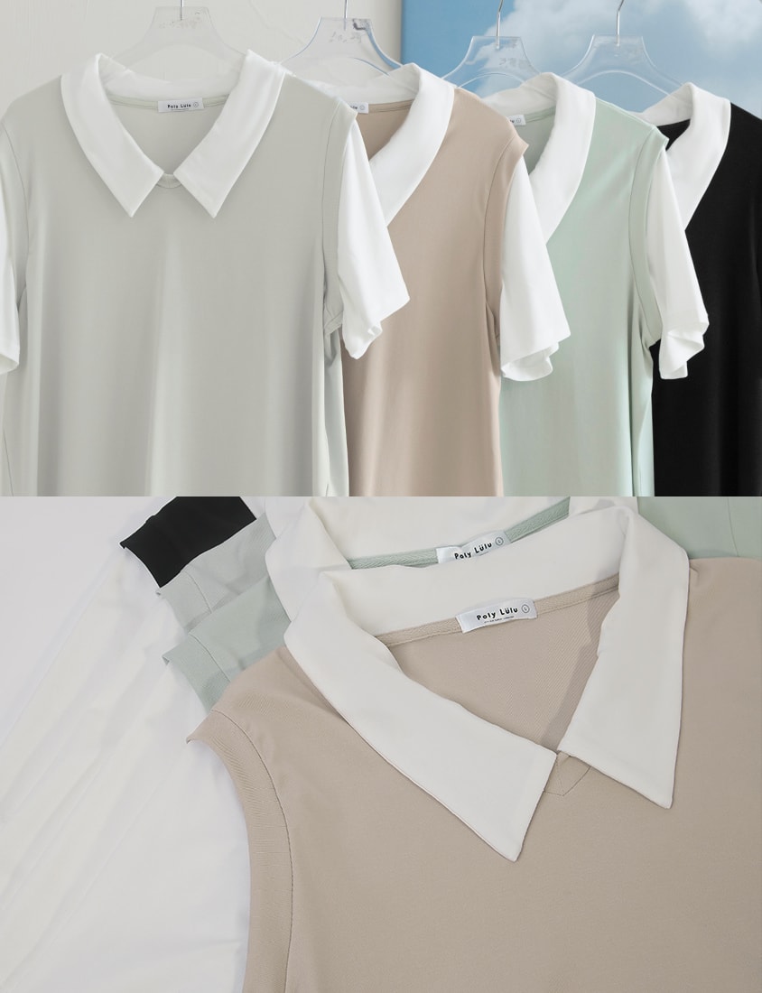 MISS. Lyocell Cooling Faux Two-Piece Plus Size Top