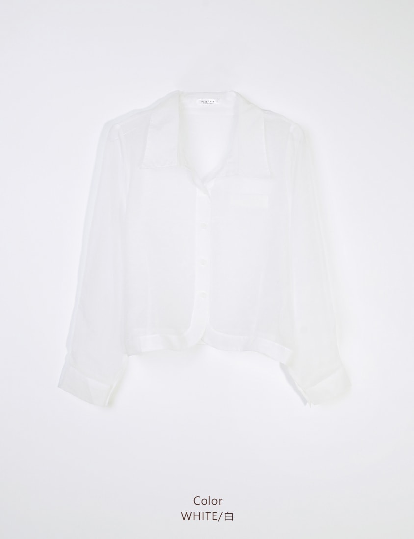 MISS. Faux Pockets Sheer Plus Size Cropped Shirt