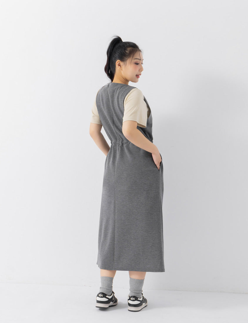 Ultra-Light Space Cotton Zip Front Plus Size Maxi Dress