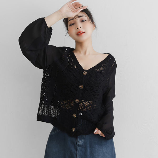 Bohemian Sheer Knit Plus Size Cover Up