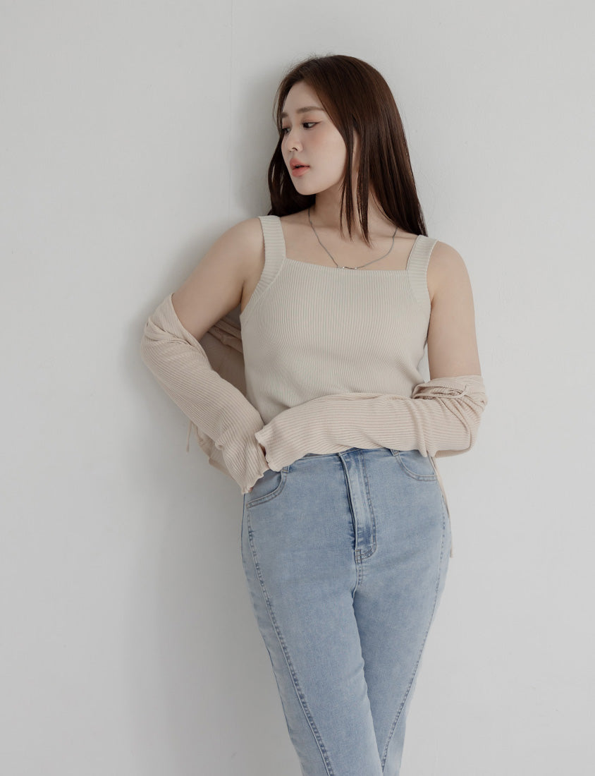 MISS. Ice Silk Lyocell Bra Bulges Support Knit Plus Size Tank Top