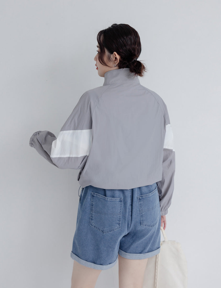 Playful Contrasting Sports Plus Size Trench Coat
