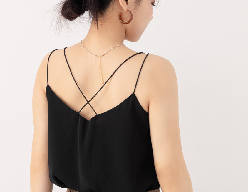 MISS. Elegant Textured Open-Back Plus Size Chiffon Camisole