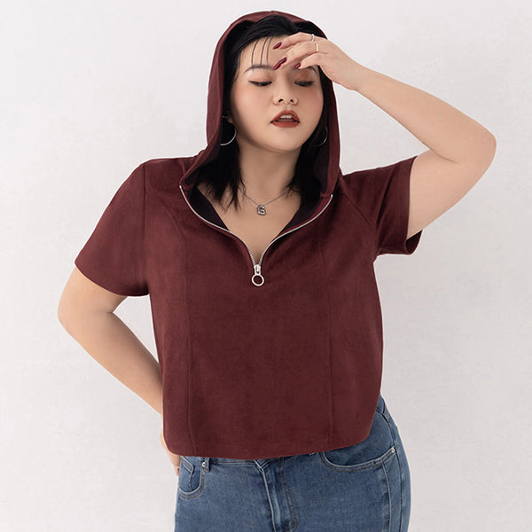 MUA! Suede Zip-Up Plus Size Hoodie