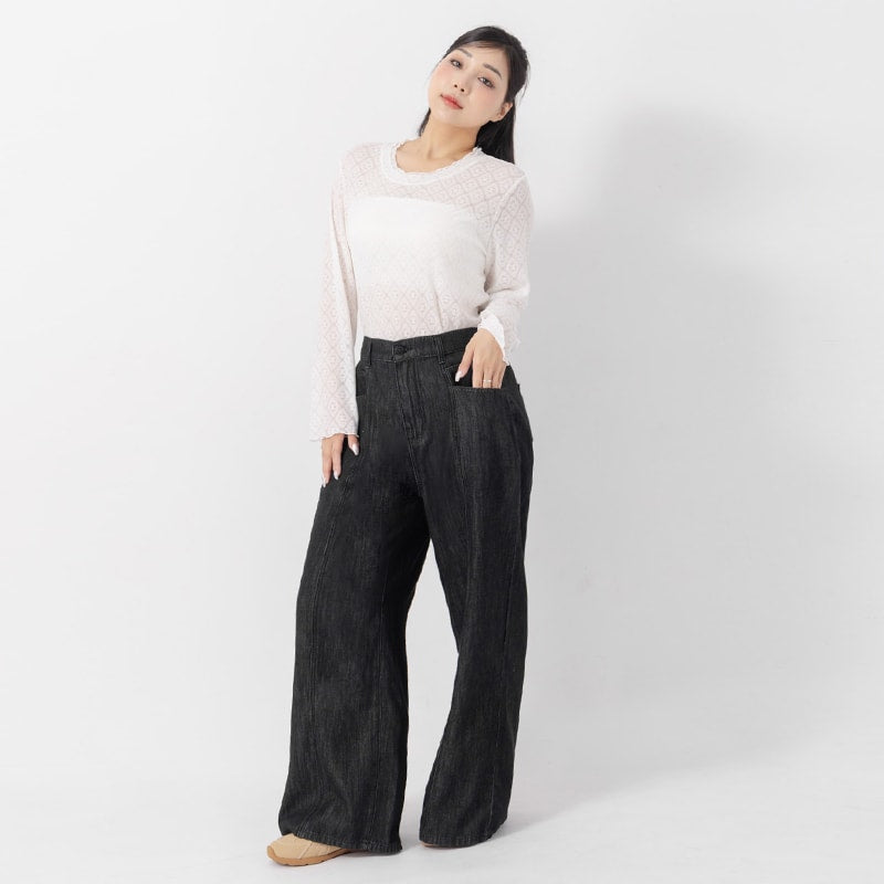 Pear-Shaped Friendly! Seamed Plus Size Wide Leg Jeans