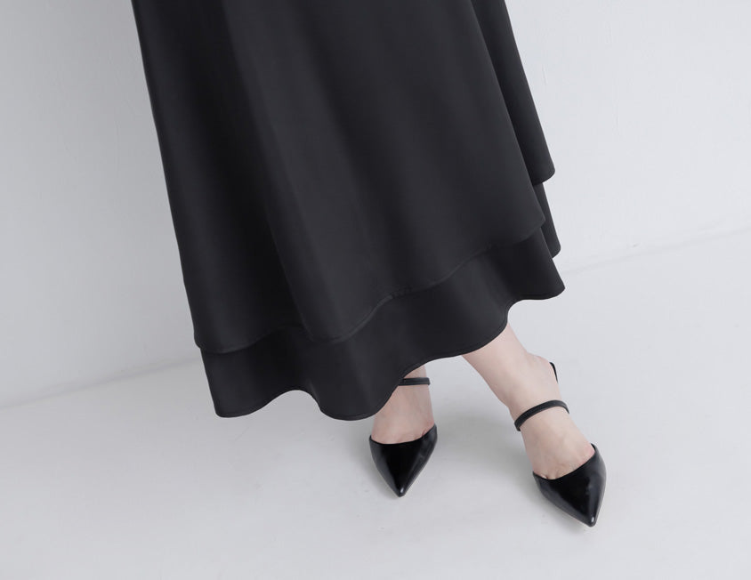 MISS. Fairy Double Layered Back Elastic Glossy Plus Size Maxi Skirt