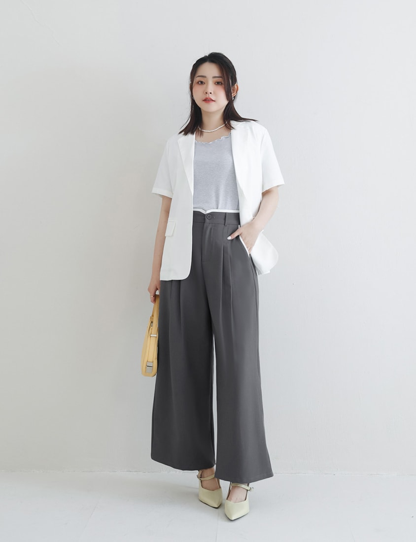 MISS. Contrast Waist Pleated Plus Size Trousers