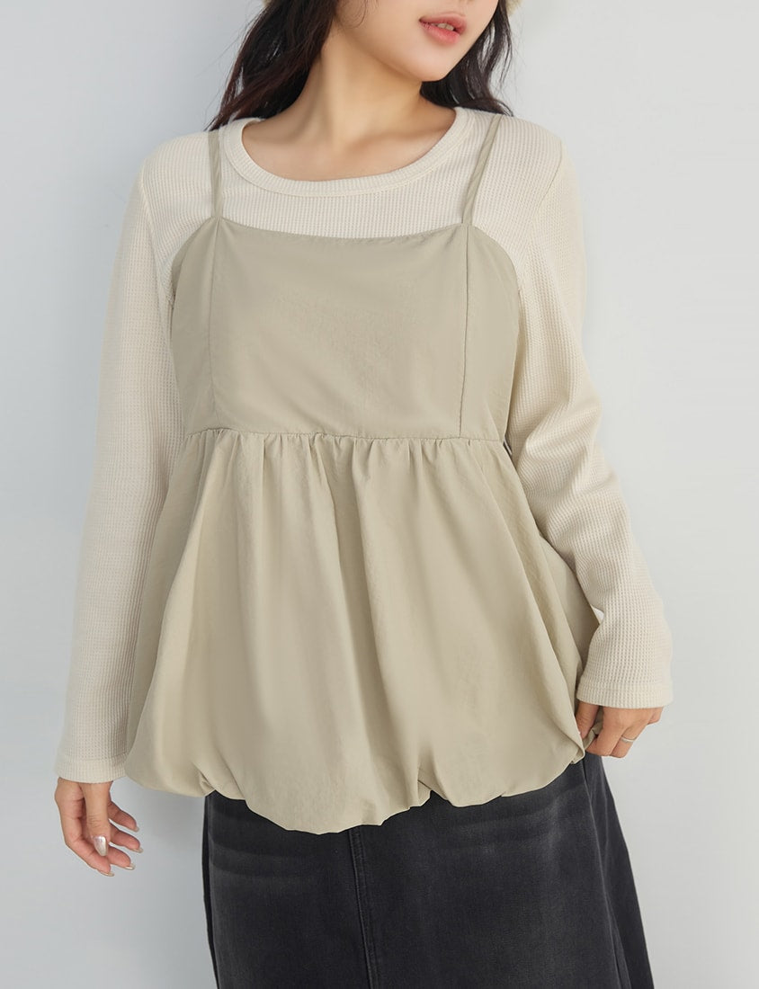 Adjustable Back Hollow Cut Plus Size Bubble Hem Cami Top