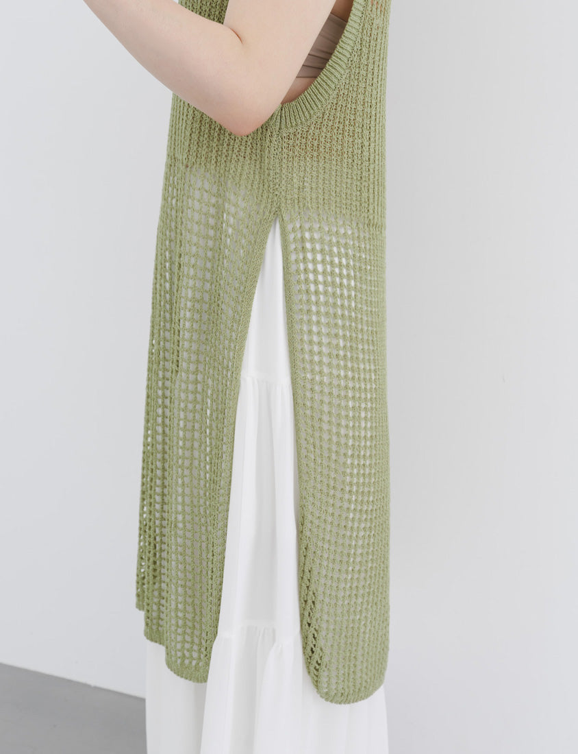 Japanese Style Side Slit Long Knit Plus Size Vest