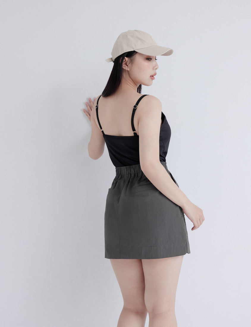 Unique PO’NYO Cargo Elastic Waist Plus Size Short Skirt (with Shorts)