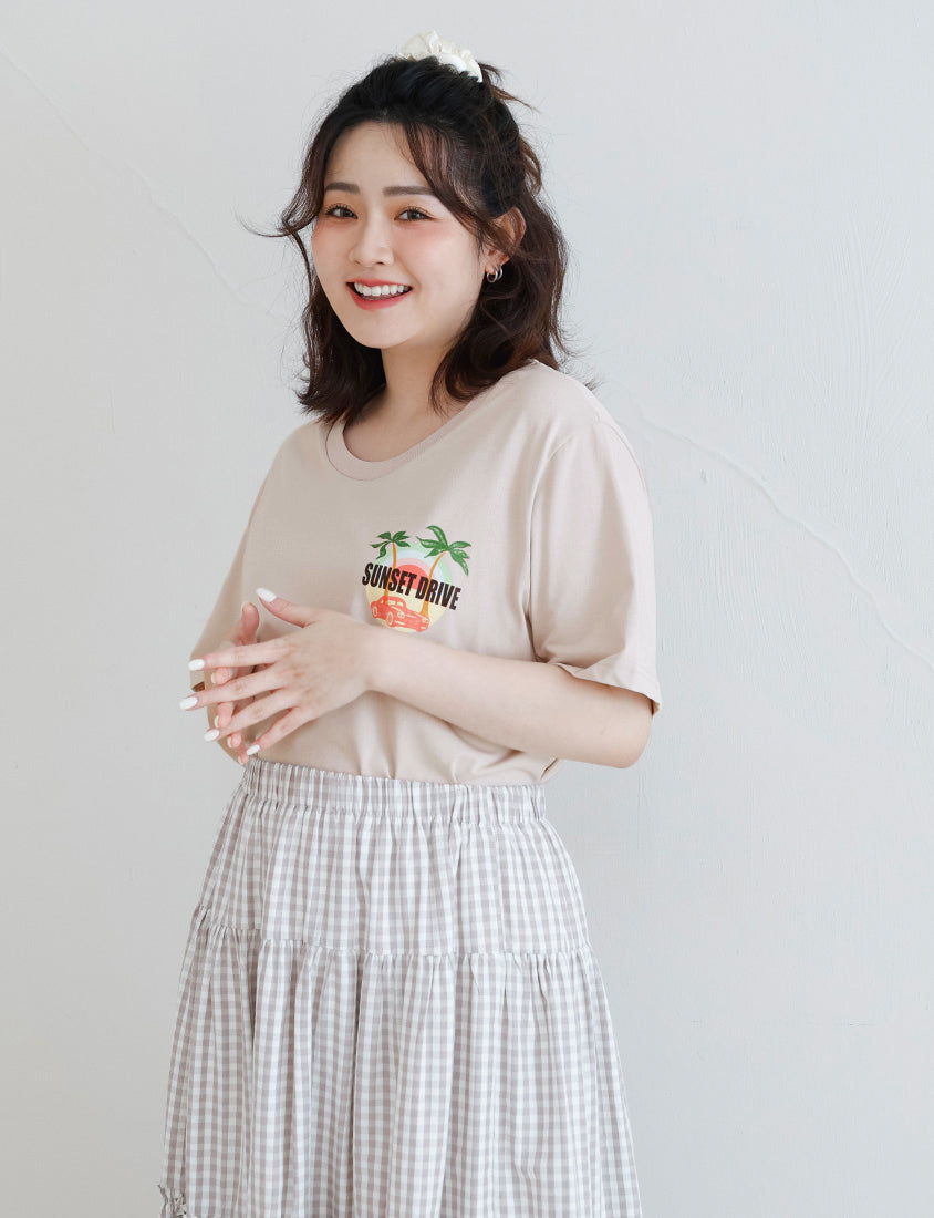 Summer Sunset Graphic Crewneck Plus Size Tee