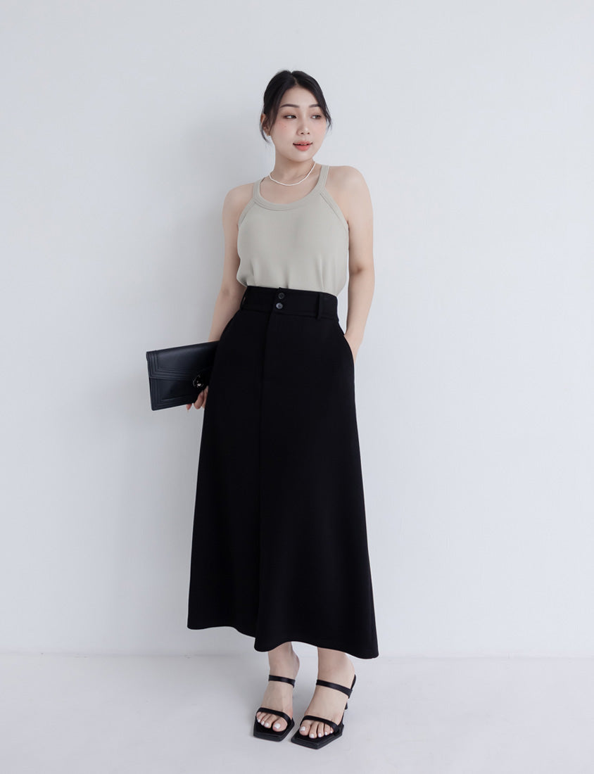 Miss. Space Cotton Back-Slit Plus Size Maxi Skirt