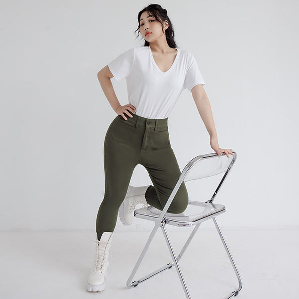 Tummy-Flattering Plus Size Slimming Pants (Single Button)