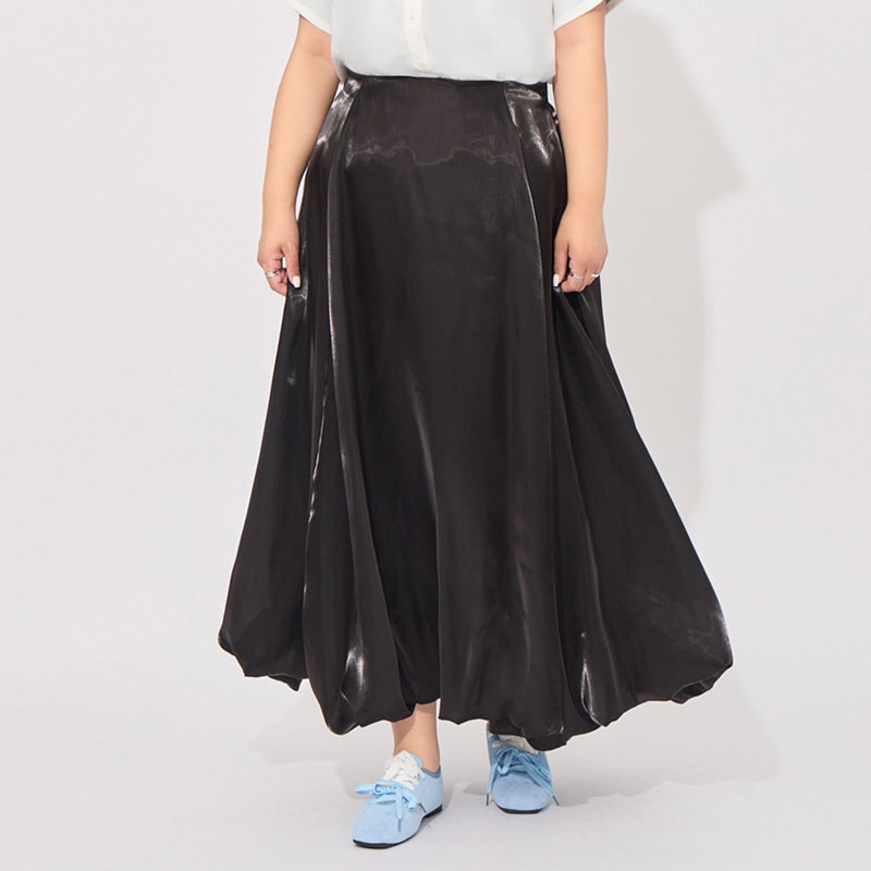 MORE U Airy Glossy Plus Size Bubble Skirt