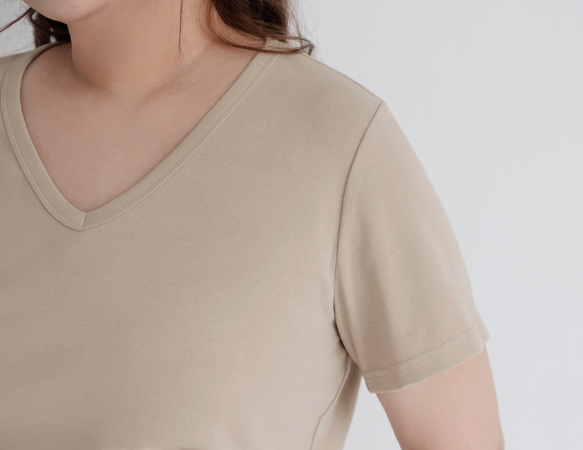 V-Neck Multicolor Plus Size Comfy Slim Tee