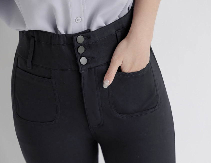 High Waist Tummy-Flattering Plus Size Slimming Pants (Three Buttons)