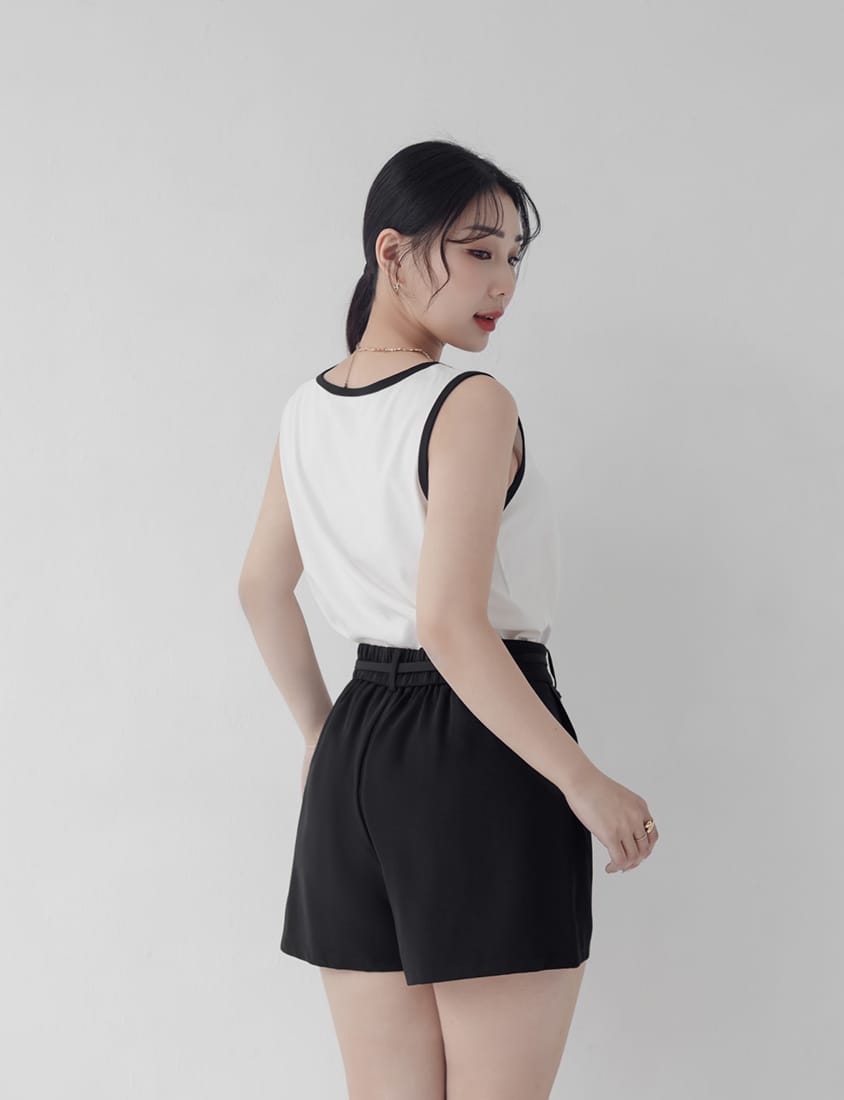 MISS. Silky Cool Plus Size Tailored Shorts (with Waist Tie)