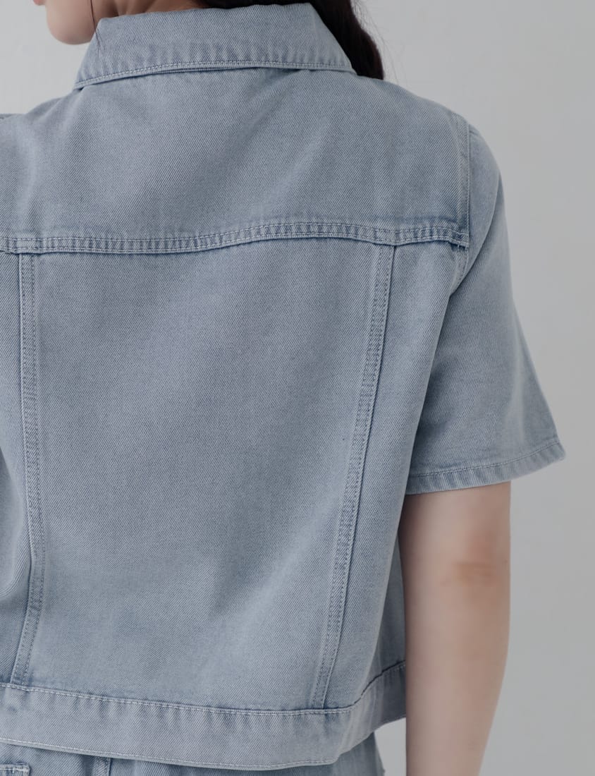 Lyocell Cooling Short Sleeve Button-Up Plus Size Jacket