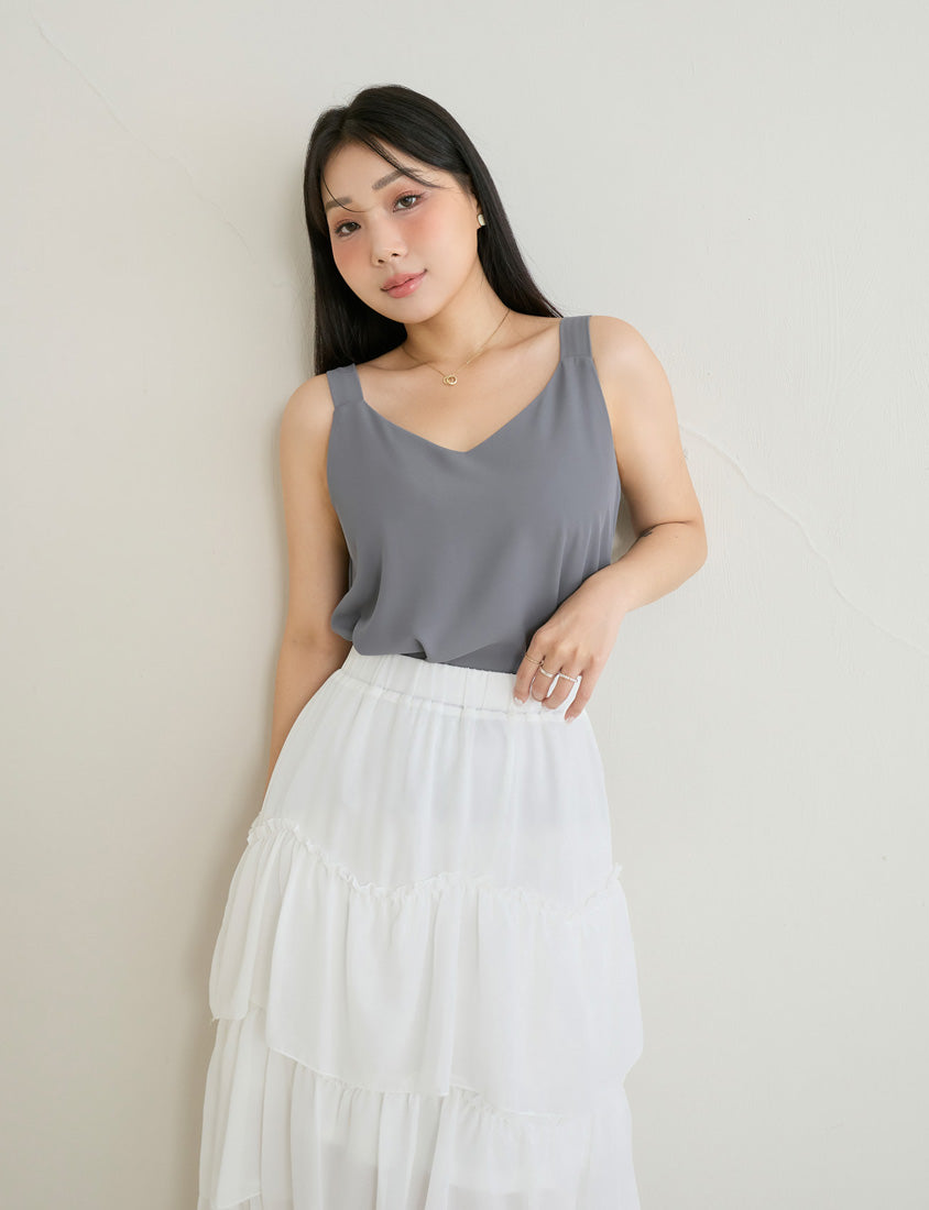 MISS. Two Way Reversible Matte Chiffon Plus Size Tank Top