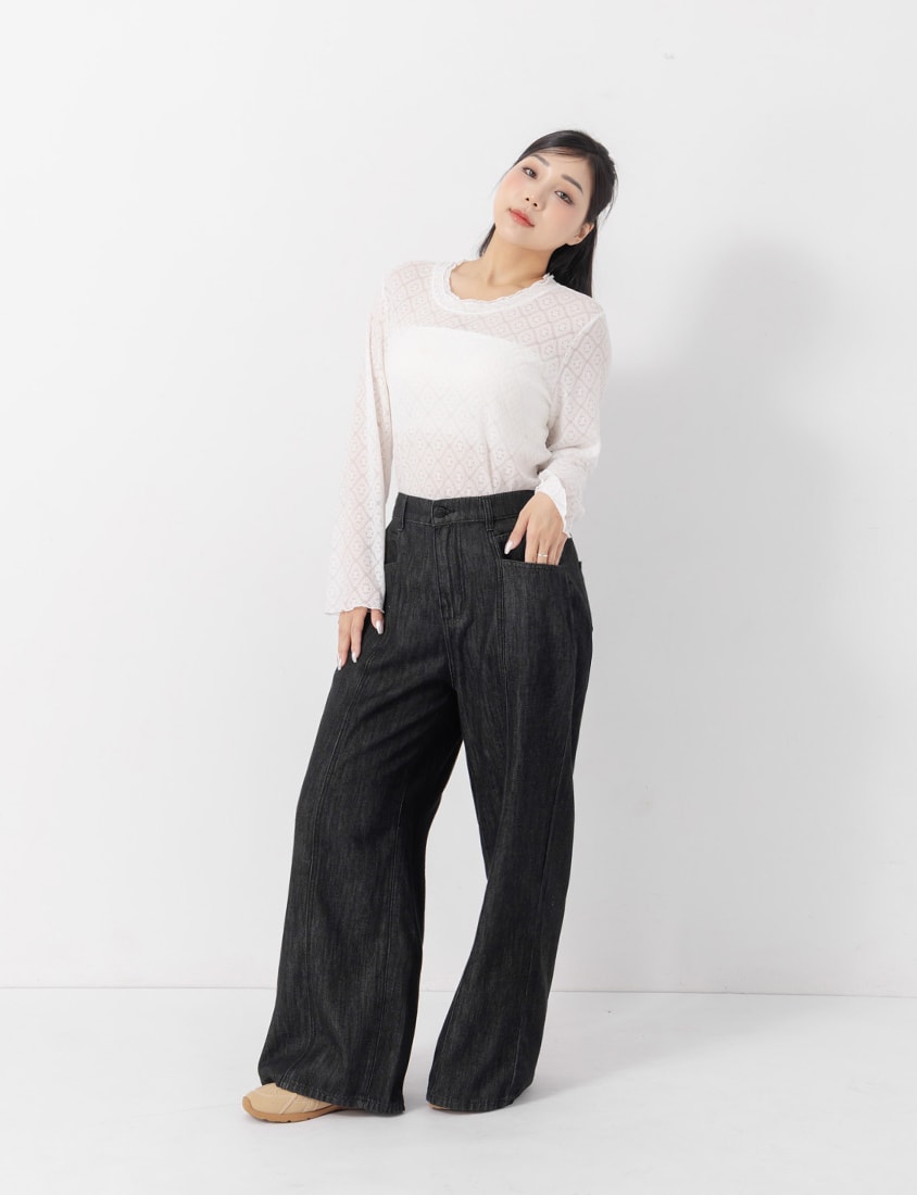 Pear-Shaped Friendly! Seamed Plus Size Wide Leg Jeans