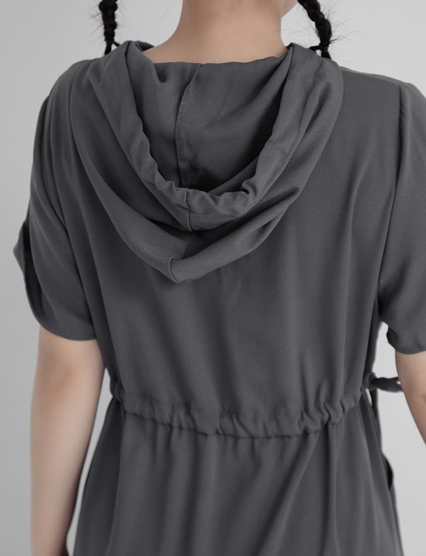 Cargo Hooded Button-Up Plus Size Maxi Dress