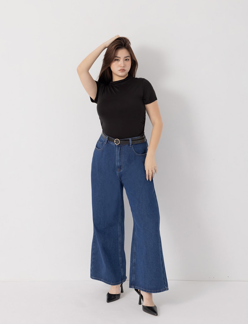 MUA! Sheer Tencel Wool Mock-Neck Plus Size Top