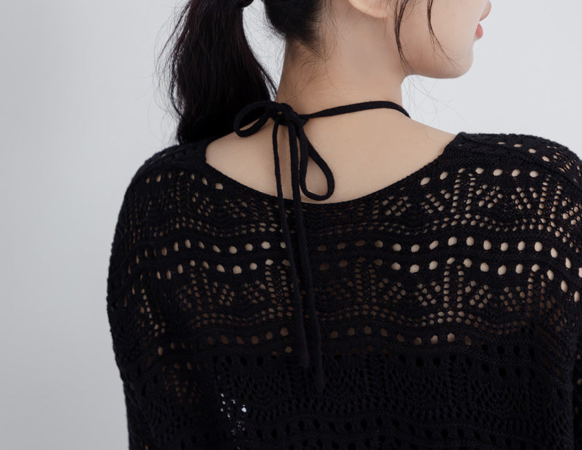 Two-Way Front-Tie Drawstring Plus Size Knit Top