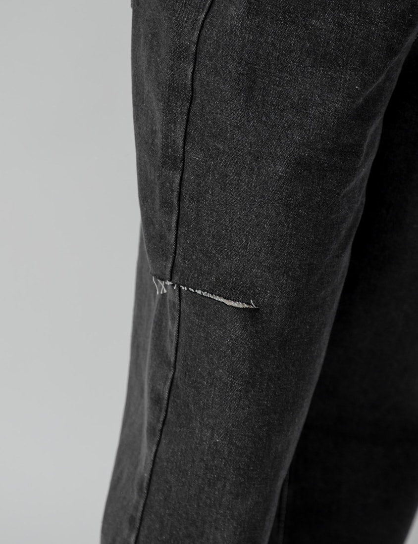 Edgy Contrast Drawstring Plus Size Distressed Jeans