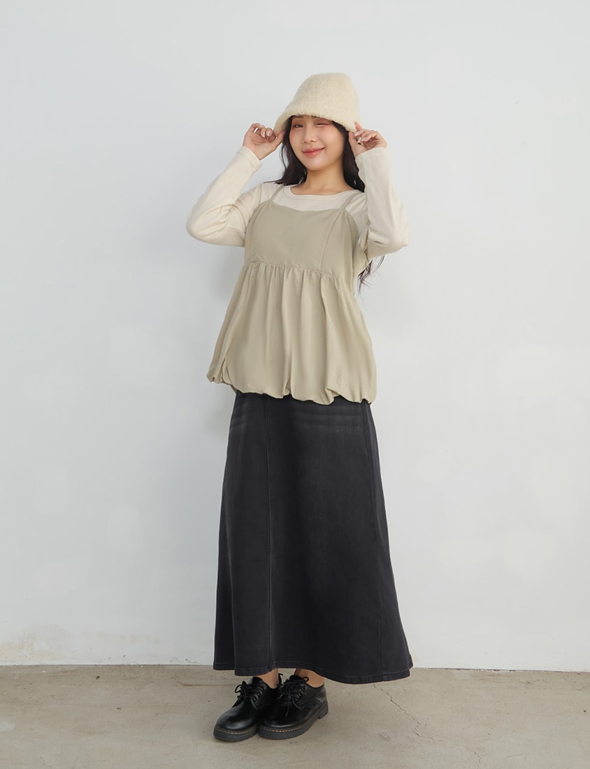 Adjustable Back Hollow Cut Plus Size Bubble Hem Cami Top