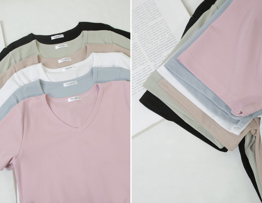 V-Neck Multicolor Plus Size Comfy Slim Tee