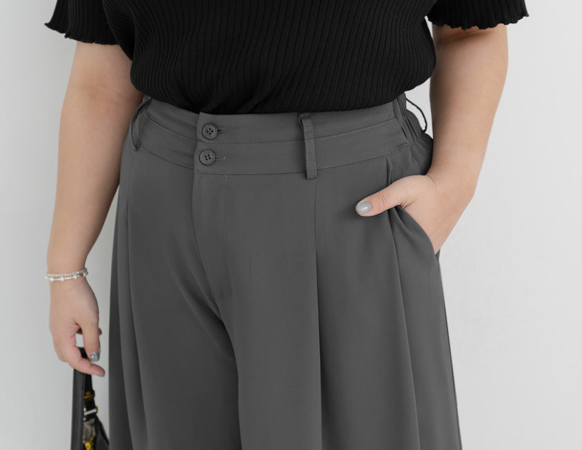 MISS. Wrinkle-Resistant High Waist A-Line Plus Size Tailored Wide Pants