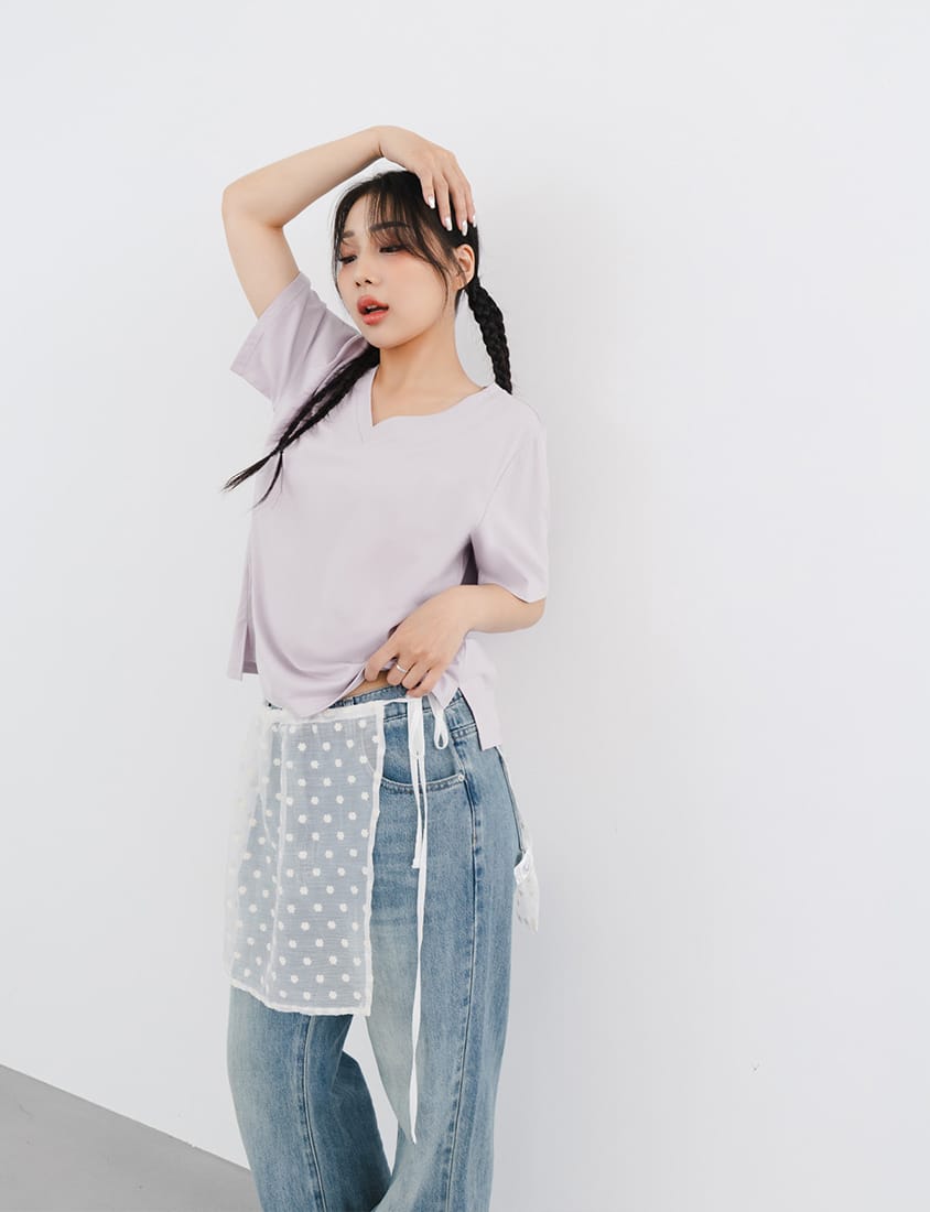 Cooling V-Neck Side Slit Plus Size Graphic Tee