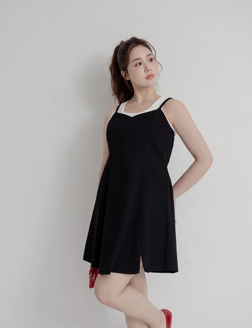 Sweetheart Neck Twill Cami Plus Size Mini Dress