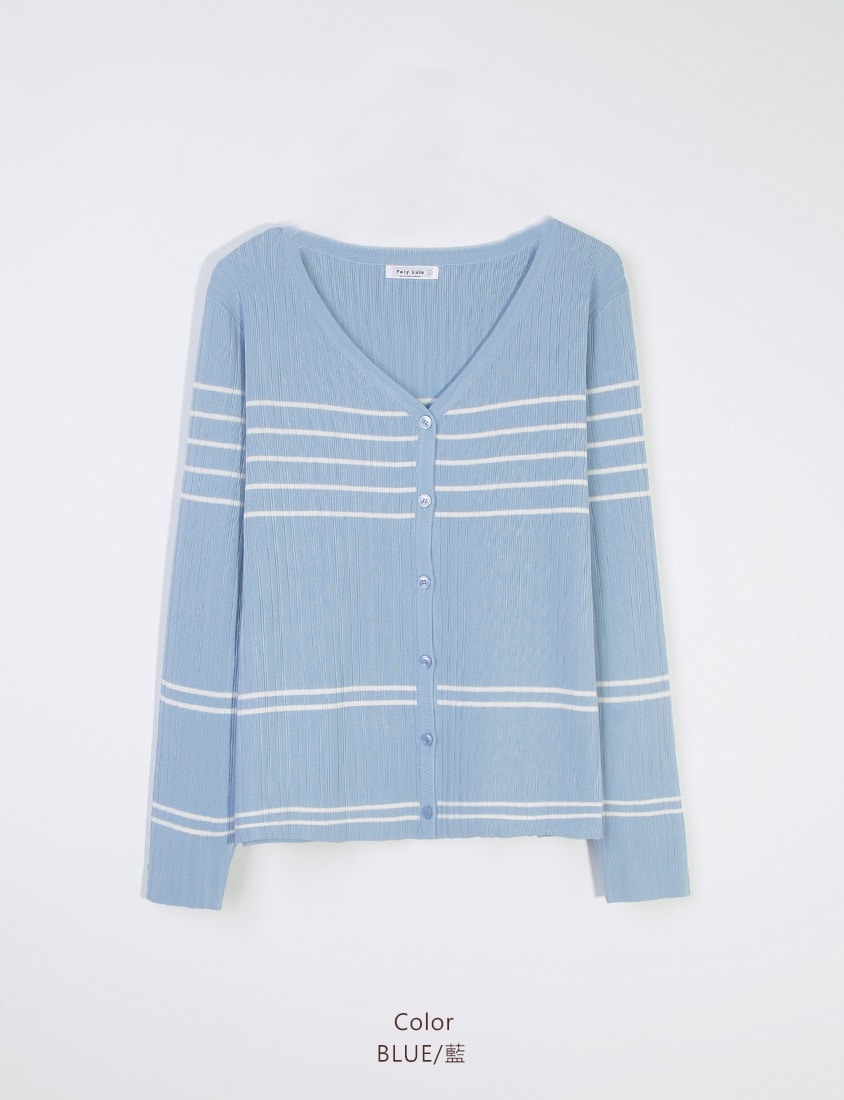 MISS. Contrast Stripe Ice Silk Plus Size Knit Cardigan