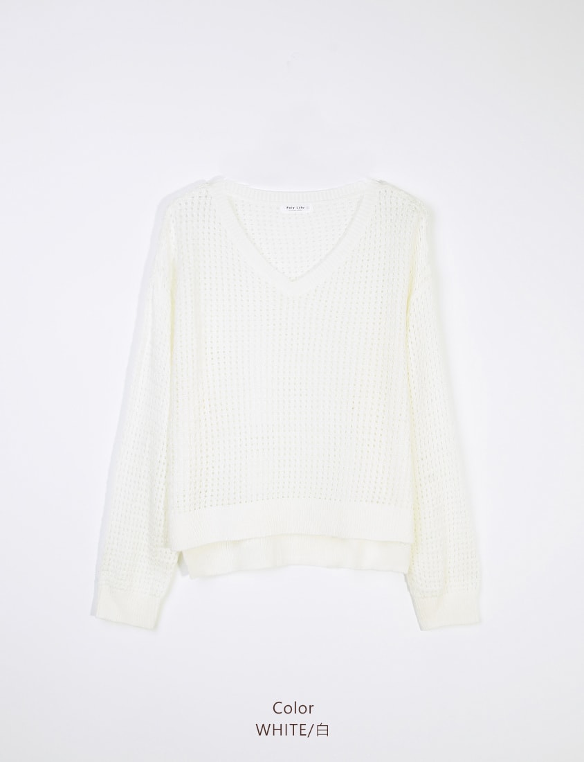 Anti-Pilling V-Neck Eyelet Plus Size Knit Top